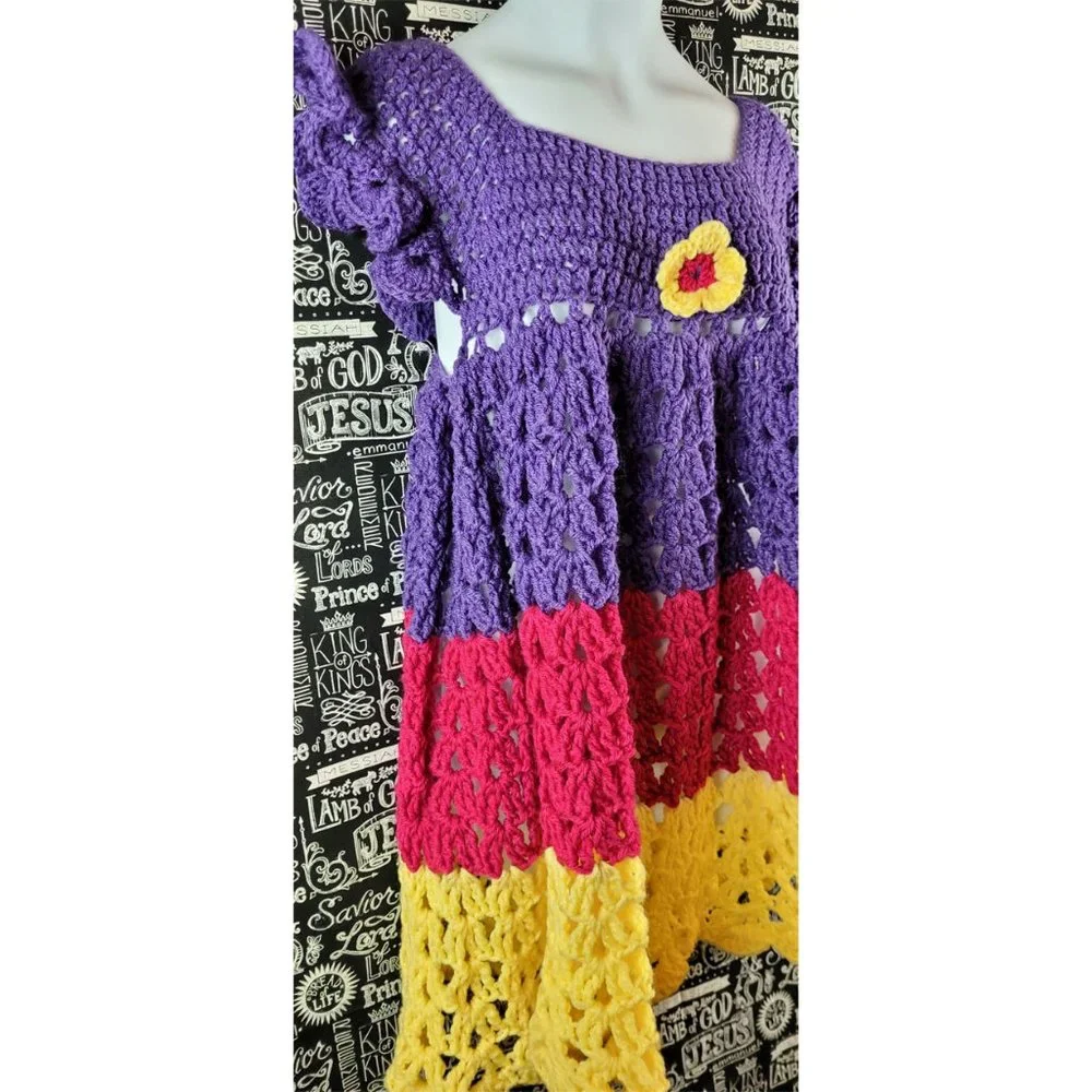 Vintage Crocheted Handmade Babydoll Dress Size Medium/Large